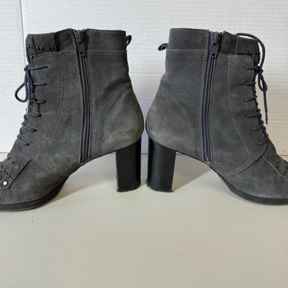 Lloyd Women's Gray Suede Lace Up Grunge Punk Heeled Ankle Boots Size 38 1/2 - Picture 12 of 15